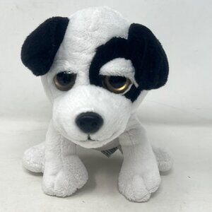 Petting Zoo Black White‎  Dog Plush Stuffed Red Heart Bandana Sitting 7" Tall
